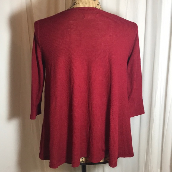 Hollister Red Thermal Waffle Knit Top Faux Wrap M - Picture 3 of 6
